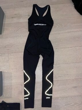 Off-White Black Racerback Reflective Logo Jumpsuit size small